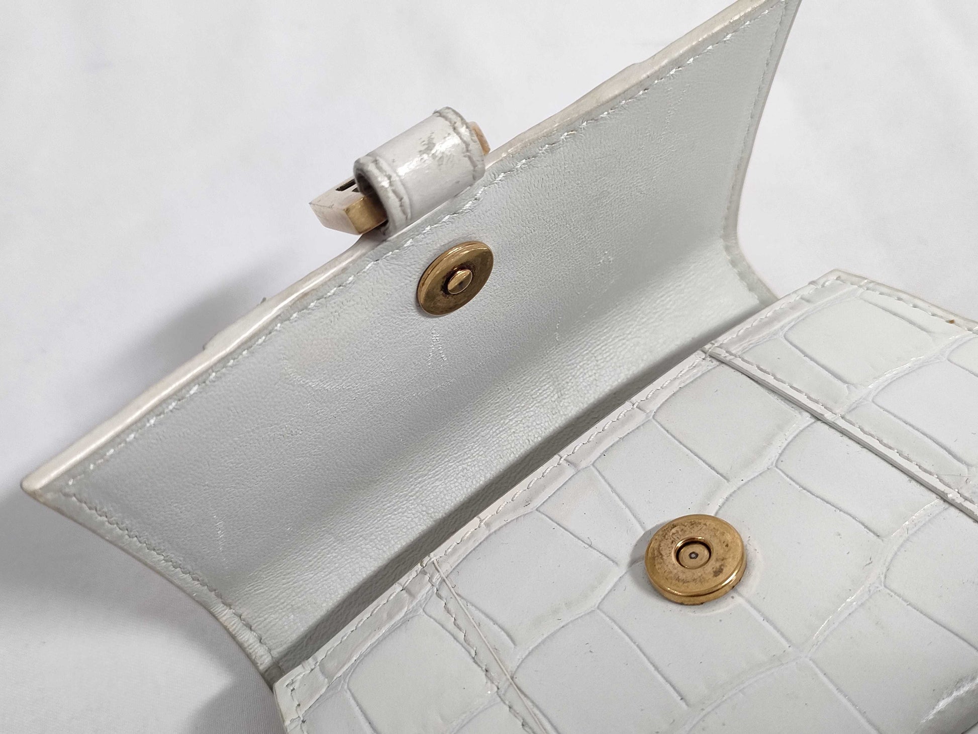 BALENCIAGA BALENCIAGA Mini White Leather Hourglass Mini Pouch Handbag