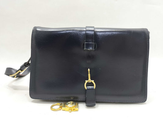 CELINE CELINE Leather Shoulder Bag Black Clutch Bag