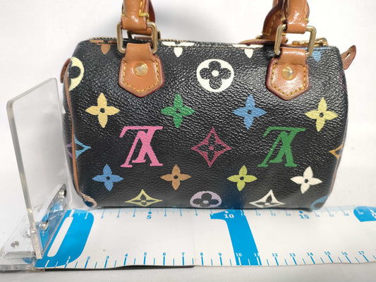 LOUIS VUITTON RFID verification failed. Serial number verification failed. Monogram Multicolore Louis Vuitton Monogram Mini Speedy Handbag Noir.