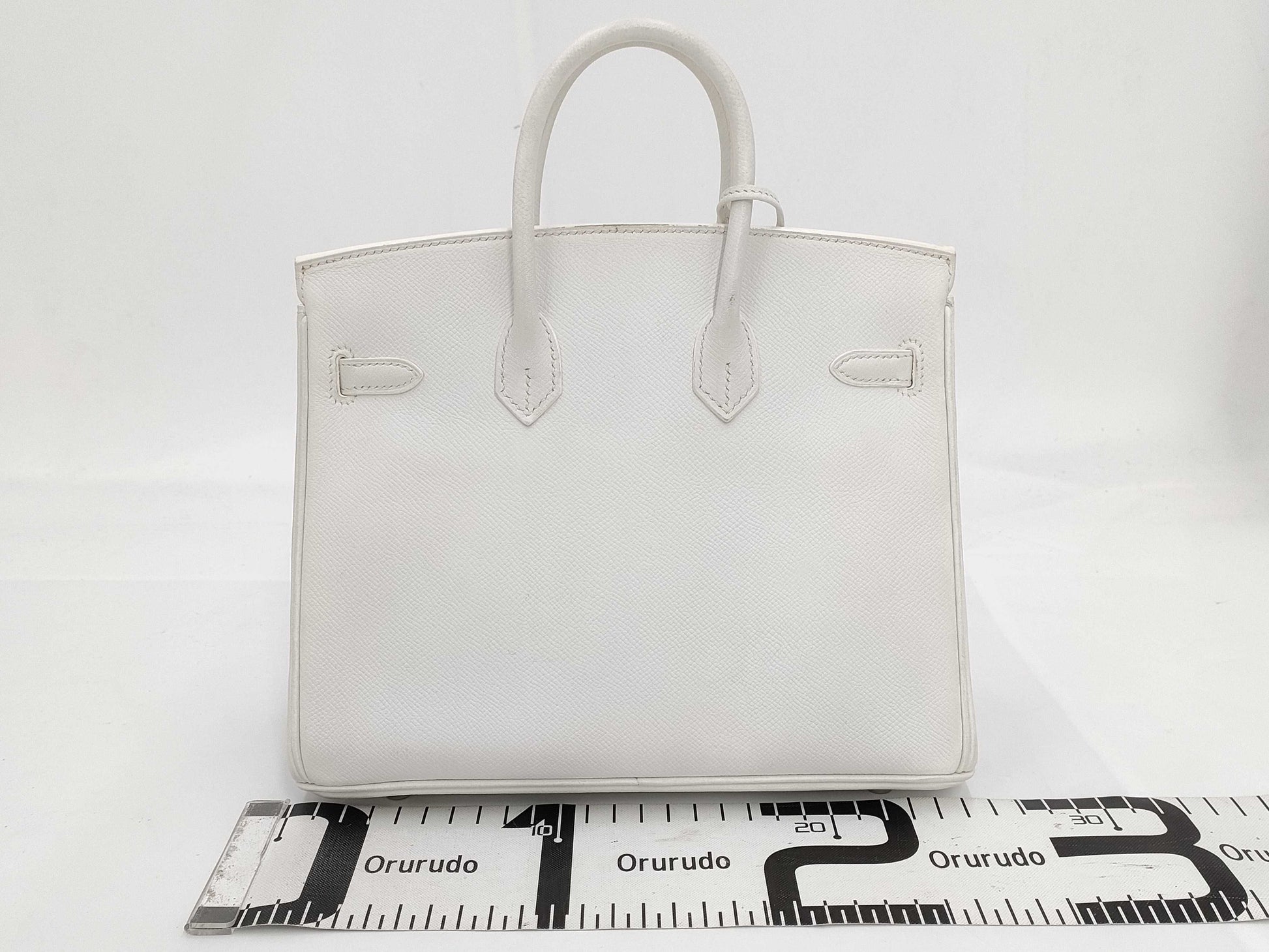 HERMES Birkin 25 Epsom White with Silver Hardware, Size M Handbag