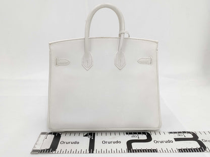 HERMES Birkin 25 Epsom White with Silver Hardware, Size M Handbag