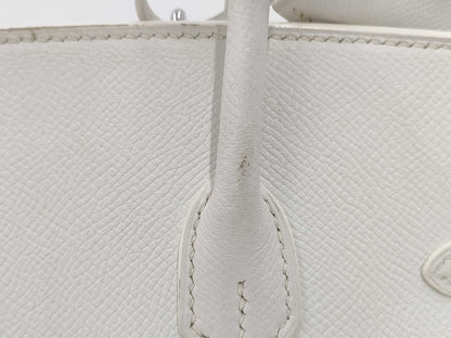 HERMES Birkin 25 Epsom White with Silver Hardware, Size M Handbag