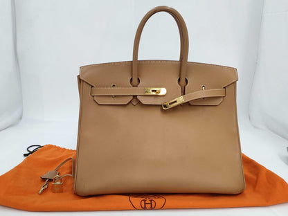 HERMES Birkin 35 Couchvel Natural Leather with Gold Hardware, E-Type Handbag