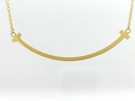 Tiffany & Co. T Smile Small Diamond Necklace in Yellow Gold and Au750, 2.3g 