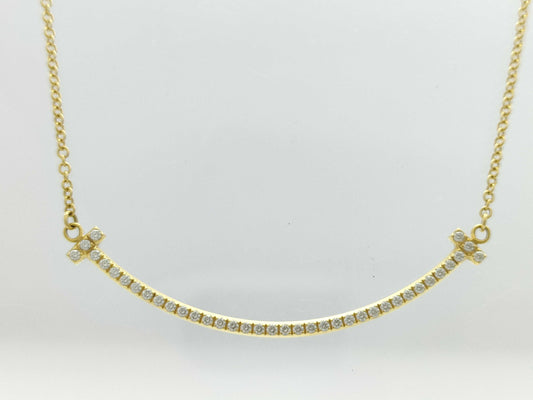 Tiffany & Co. T Smile Small Diamond Necklace in Yellow Gold and Au750, 2.3g 