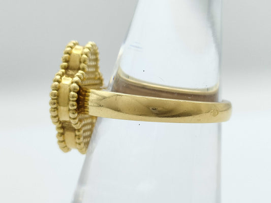 Van Cleef & Arpels Vintage Alhambra #50 Mother-of-Pearl 1PD Yellow Gold Au750 7.0g Ring 