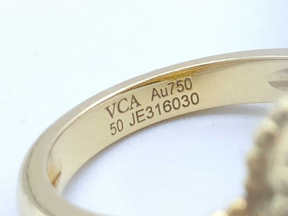 Van Cleef & Arpels Vintage Alhambra #50 Mother-of-Pearl 1PD Yellow Gold Au750 7.0g Ring 