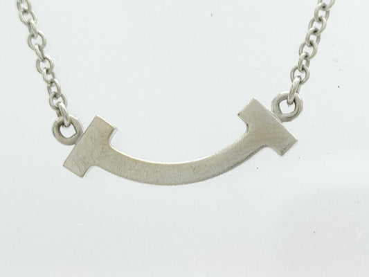 Tiffany & Co. T Smile Mini Diamond Necklace in WG Au750, 2.3g 
