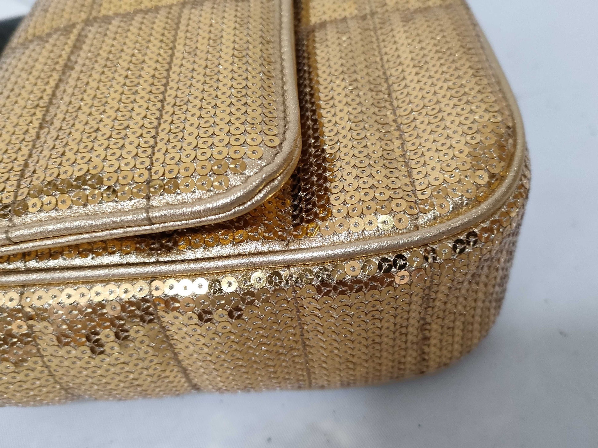 CELINE Monochrome Chain Shoulder Bag with Sequins