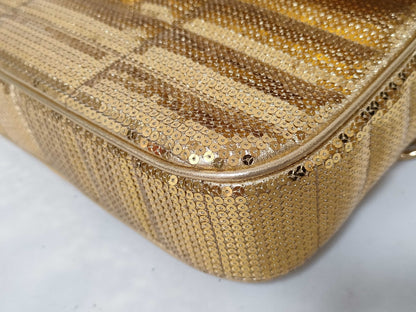 CELINE Monochrome Chain Shoulder Bag with Sequins