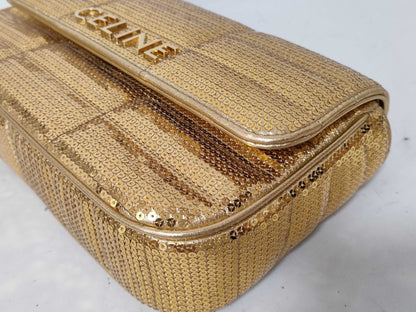 CELINE Monochrome Chain Shoulder Bag with Sequins