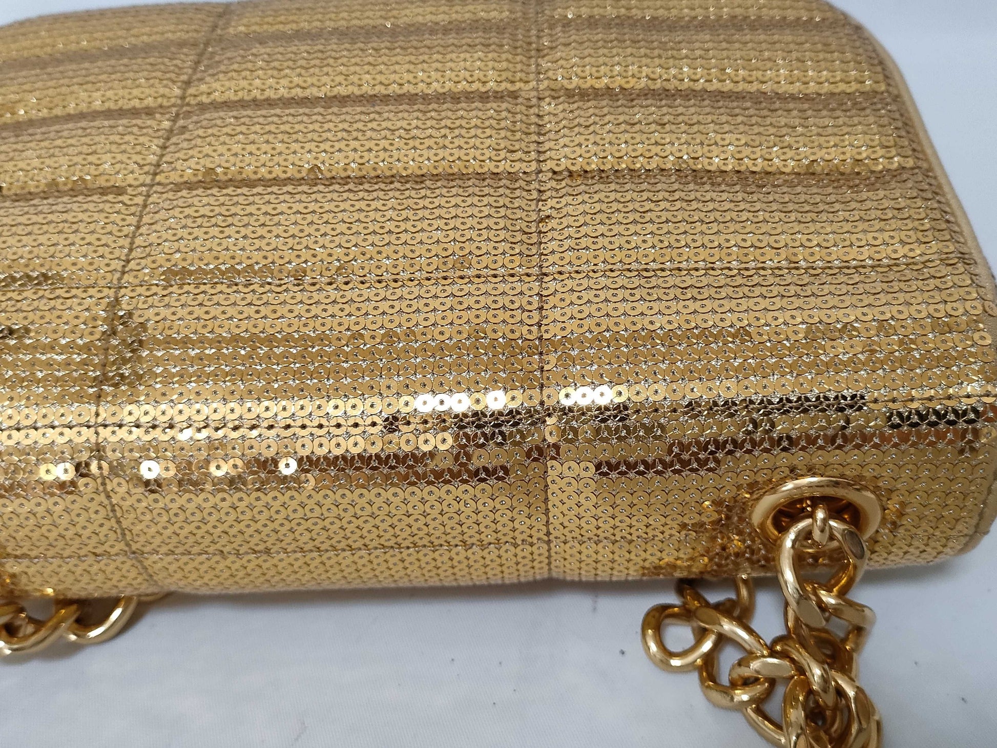 CELINE Monochrome Chain Shoulder Bag with Sequins