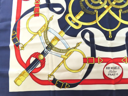 HERMES HERMES Carré 90 Eperon dor Golden Spur ③ Scarf