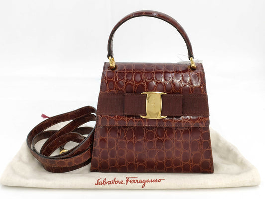 Salvatore Ferragamo Vara Ribbon Crocodile Handbag