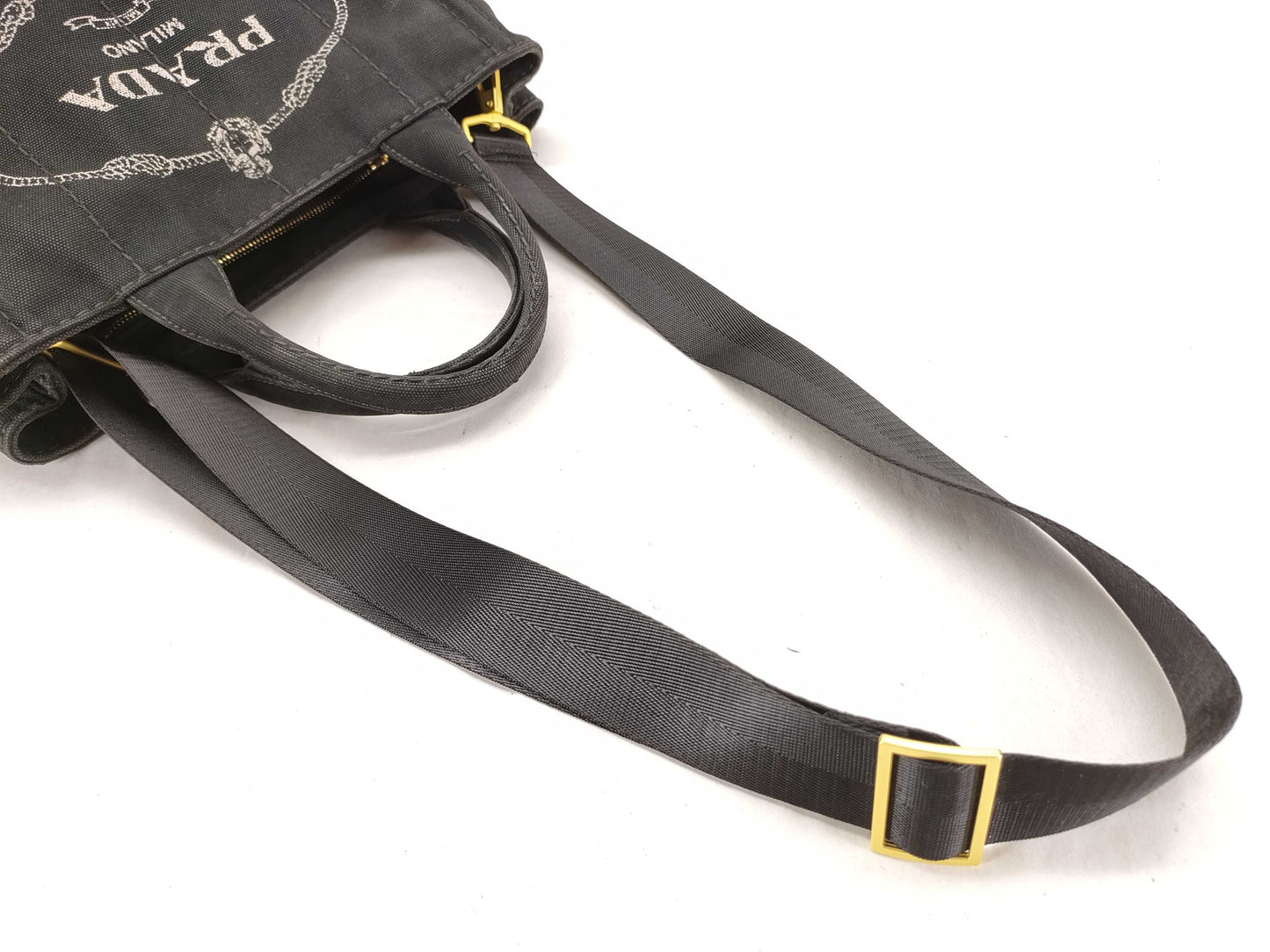 PRADA PRADA Canapa 2-way shoulder bag, black tote bag