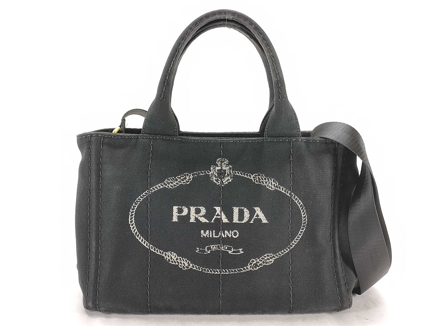 PRADA PRADA Canapa 2-way shoulder bag, black tote bag