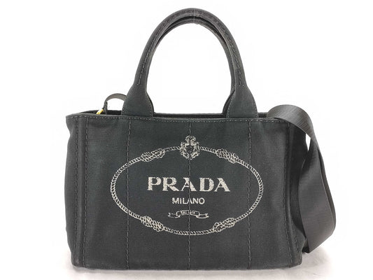 PRADA PRADA Canapa 2-way shoulder bag, black tote bag