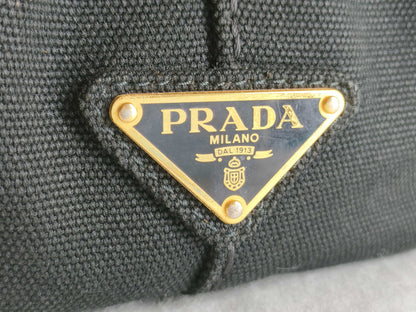 PRADA PRADA Canapa 2-way shoulder bag, black tote bag