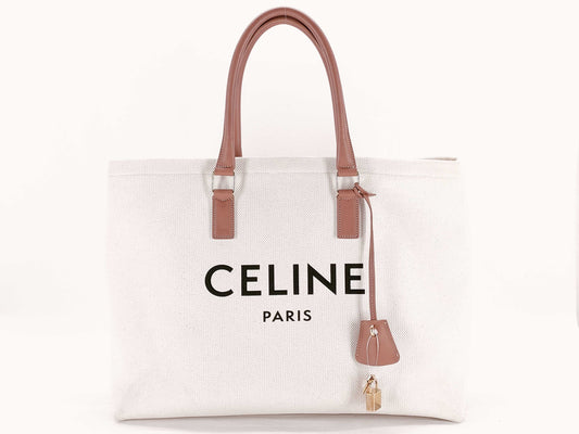 CELINE Horizontal Cabas Canvas Tote Bag with Key