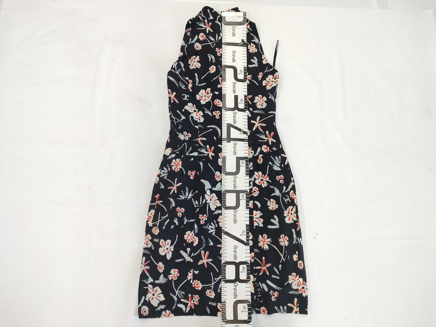 CHANEL CHANEL Floral Print Sleeveless Dress Silk Coco Mark Black Size 34 Dress