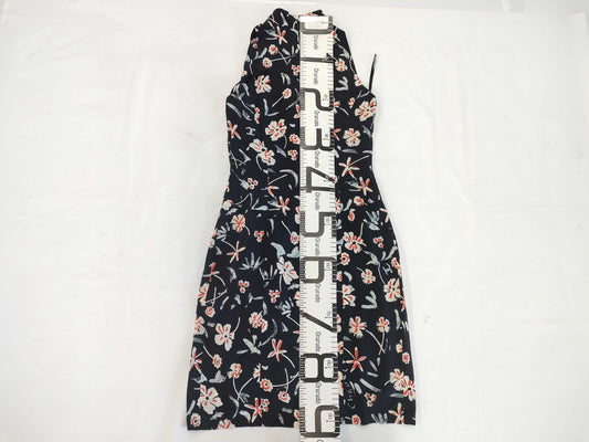CHANEL CHANEL Floral Print Sleeveless Dress Silk Coco Mark Black Size 34 Dress