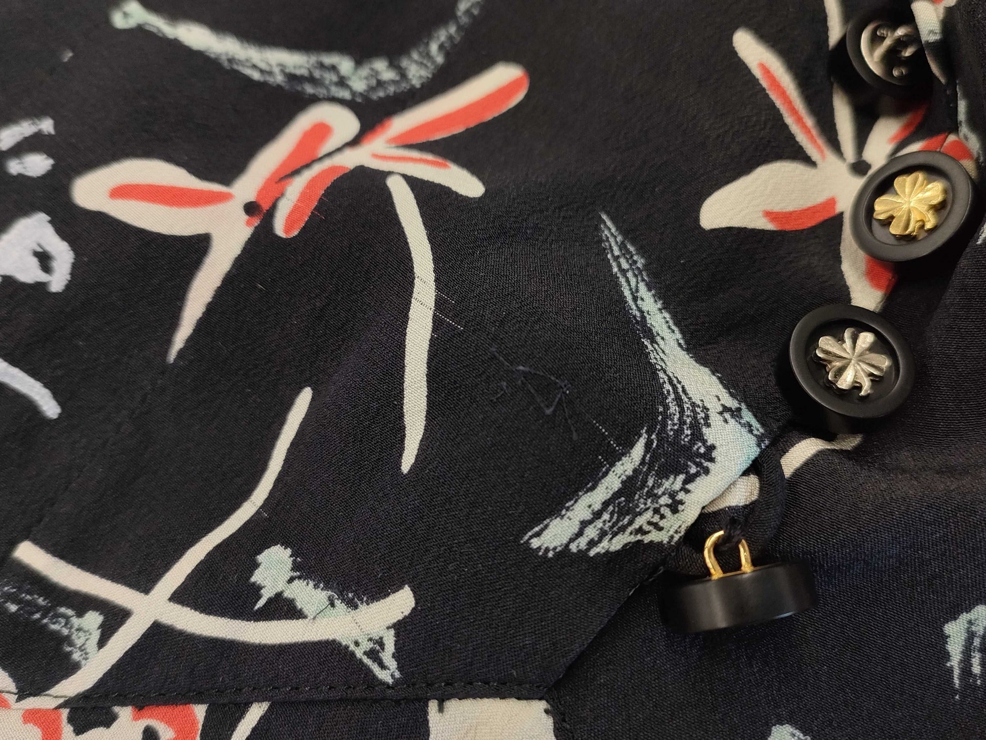 CHANEL CHANEL Floral Print Sleeveless Dress Silk Coco Mark Black Size 34 Dress