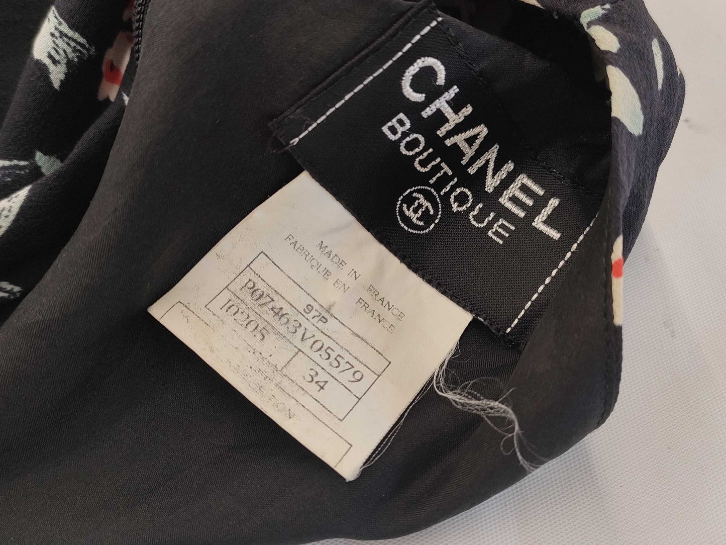CHANEL CHANEL Floral Print Sleeveless Dress Silk Coco Mark Black Size 34 Dress