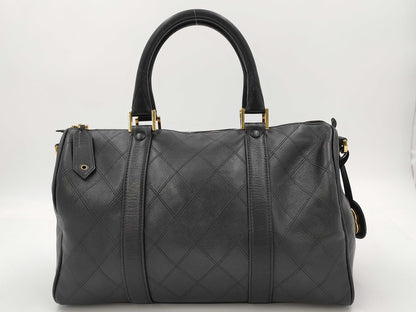 CHANEL Bicolor Coco Mark 2-Way Leather Boston Bag Handbag