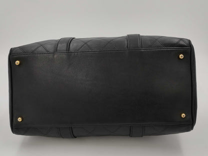 CHANEL Bicolor Coco Mark 2-Way Leather Boston Bag Handbag