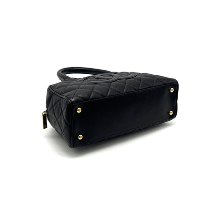 CHANEL CHANEL Matelasse Deka Coco Mark Caviar Skin Hand Mini Boston Bag Handbag