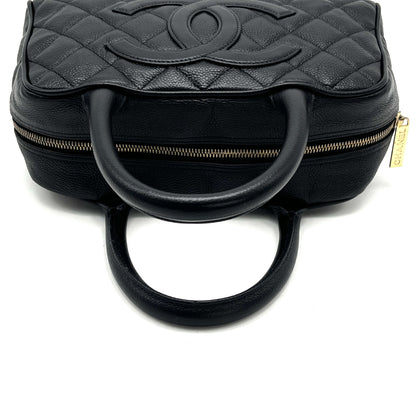 CHANEL CHANEL Matelasse Deka Coco Mark Caviar Skin Hand Mini Boston Bag Handbag