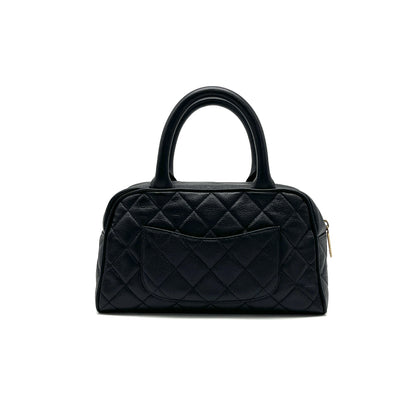 CHANEL CHANEL Matelasse Deka Coco Mark Caviar Skin Hand Mini Boston Bag Handbag
