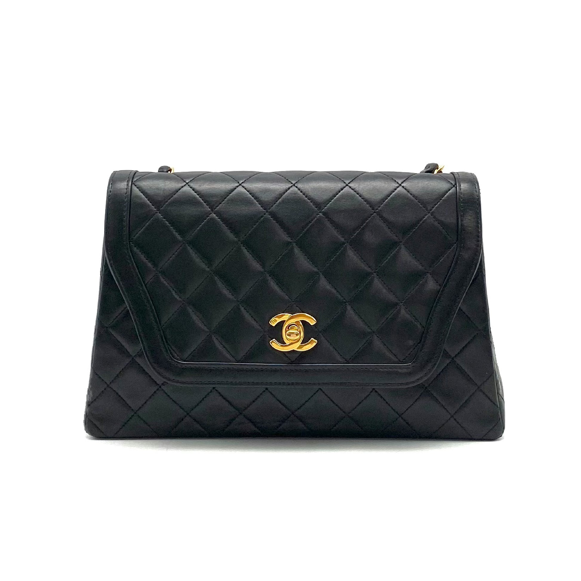 CHANEL Matelasse Turnlock Coco Mark Lambskin Chain Hand Shoulder Bag with Pouch