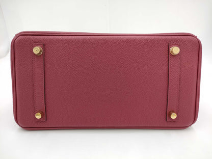 HERMES Togo Birkin 30 Rouge H W Stamp Handbag