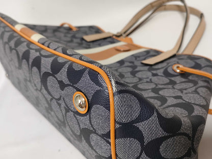 COACH Signature Coach Tote Bag Heritage Stripe Signature Tote Bag