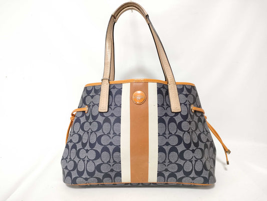 COACH Signature Coach Tote Bag Heritage Stripe Signature Tote Bag