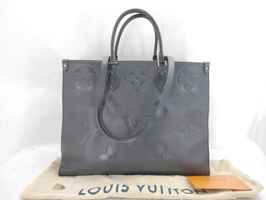 LOUIS VUITTON RFID Verified, Serial Number Unverifiable, Monogram Empreinte On-the-Go GM M44925 Black Handbag, RFID Enabled