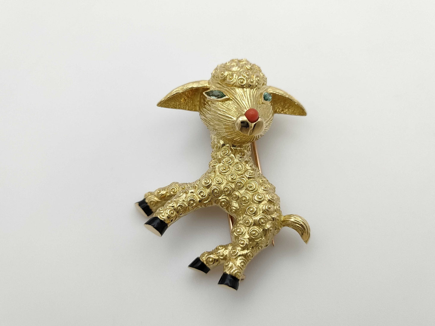 Van Cleef & Arpels Vintage Sheep Tourmaline Brooch in Yellow Gold 750, 15.9g 
