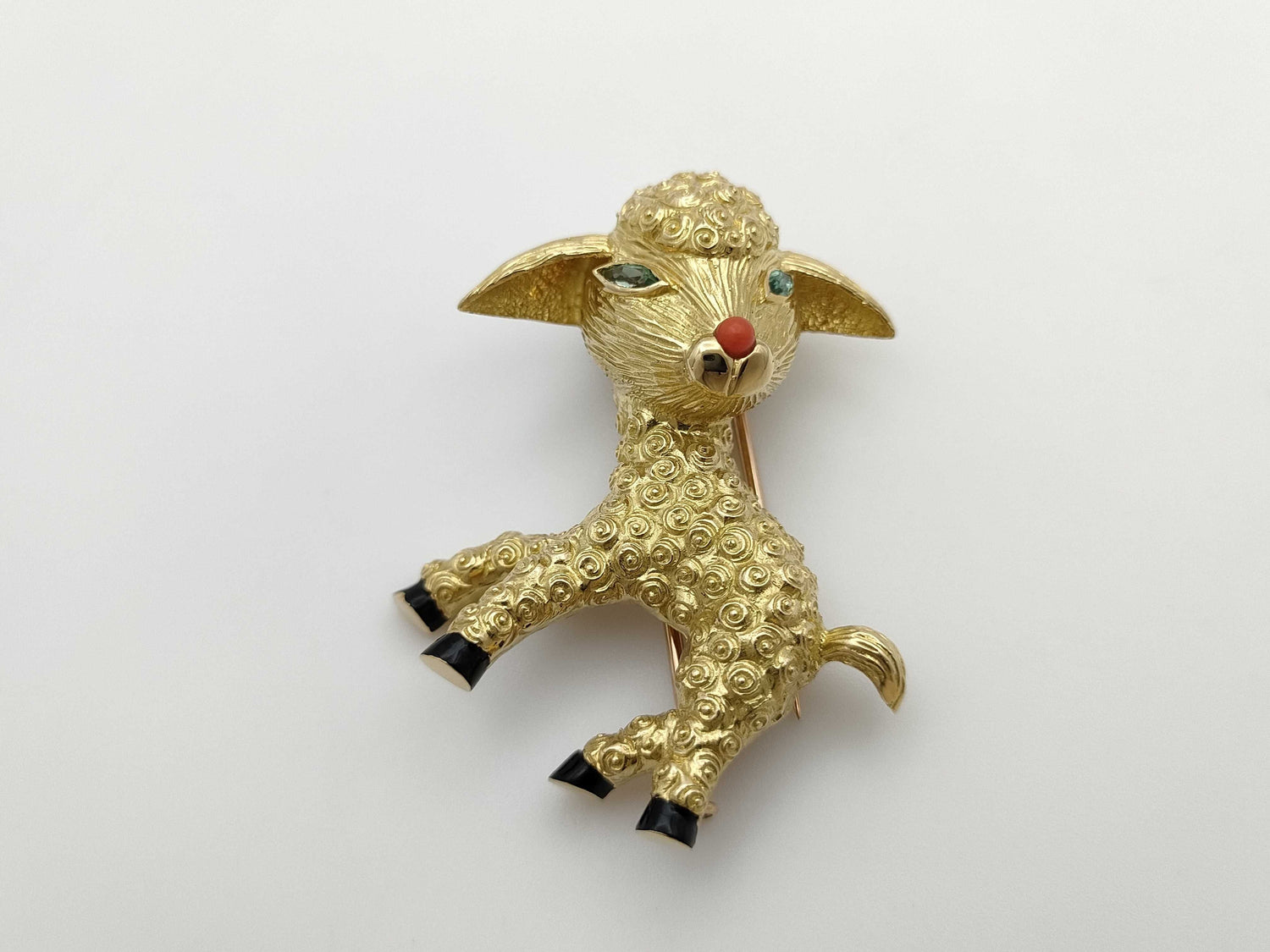 Van Cleef & Arpels Vintage Sheep Tourmaline Brooch in Yellow Gold 750, 15.9g 
