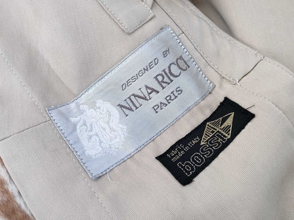 Nina Ricci fur long coat trench coat mink liner fox fur coat