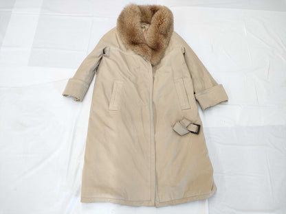 Nina Ricci fur long coat trench coat mink liner fox fur coat