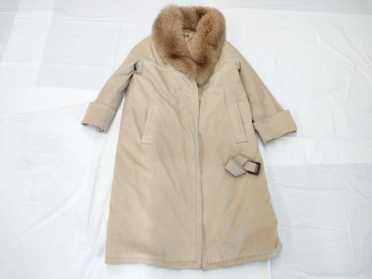 Nina Ricci fur long coat trench coat mink liner fox fur coat