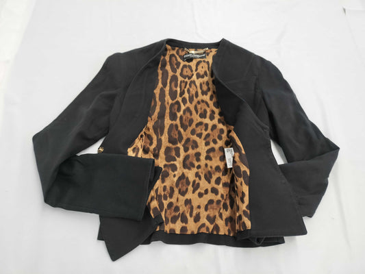 DOLCE&GABBANA DOLCE&GABBANA Collarless Jacket Corset Leopard Print Size 40 Jacket