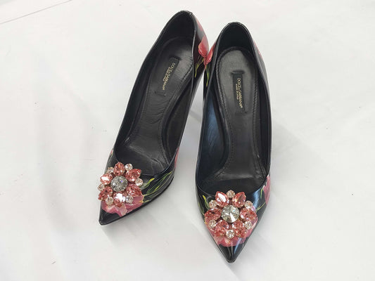 DOLCE&GABBANA DOLCE&GABBANA High Heel Floral Beaded Pumps Size 38