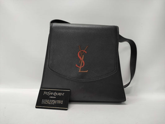 SAINT LAURENT YSL All Leather Embroidered Vintage Shoulder Bag