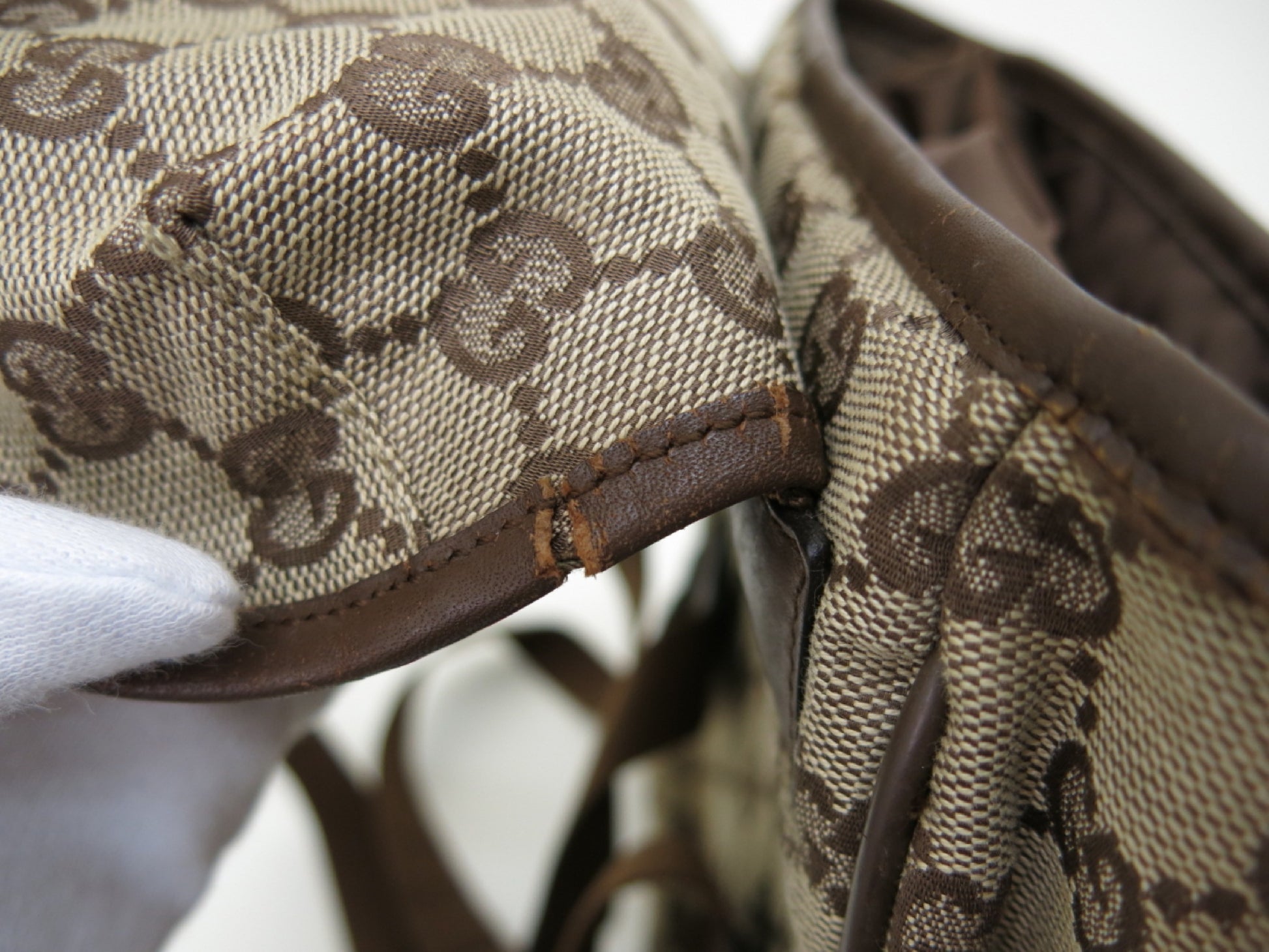 GUCCI GUCCI Gucci GG Canvas Leather Backpack Brown Beige Backpack