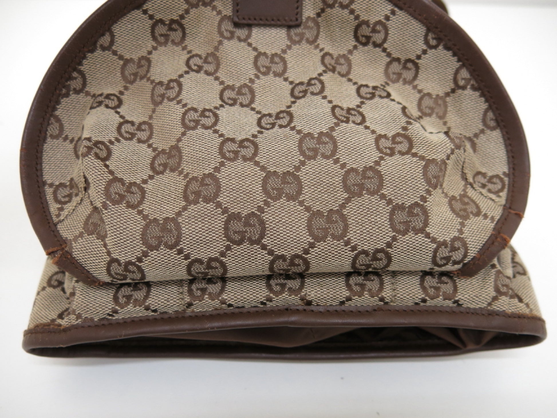 GUCCI GUCCI Gucci GG Canvas Leather Backpack Brown Beige Backpack