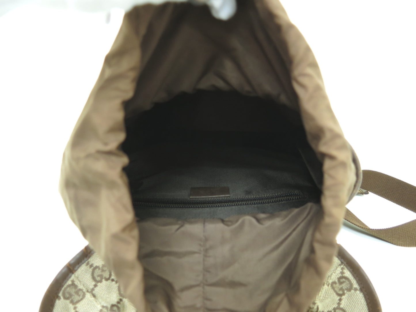 GUCCI GUCCI Gucci GG Canvas Leather Backpack Brown Beige Backpack