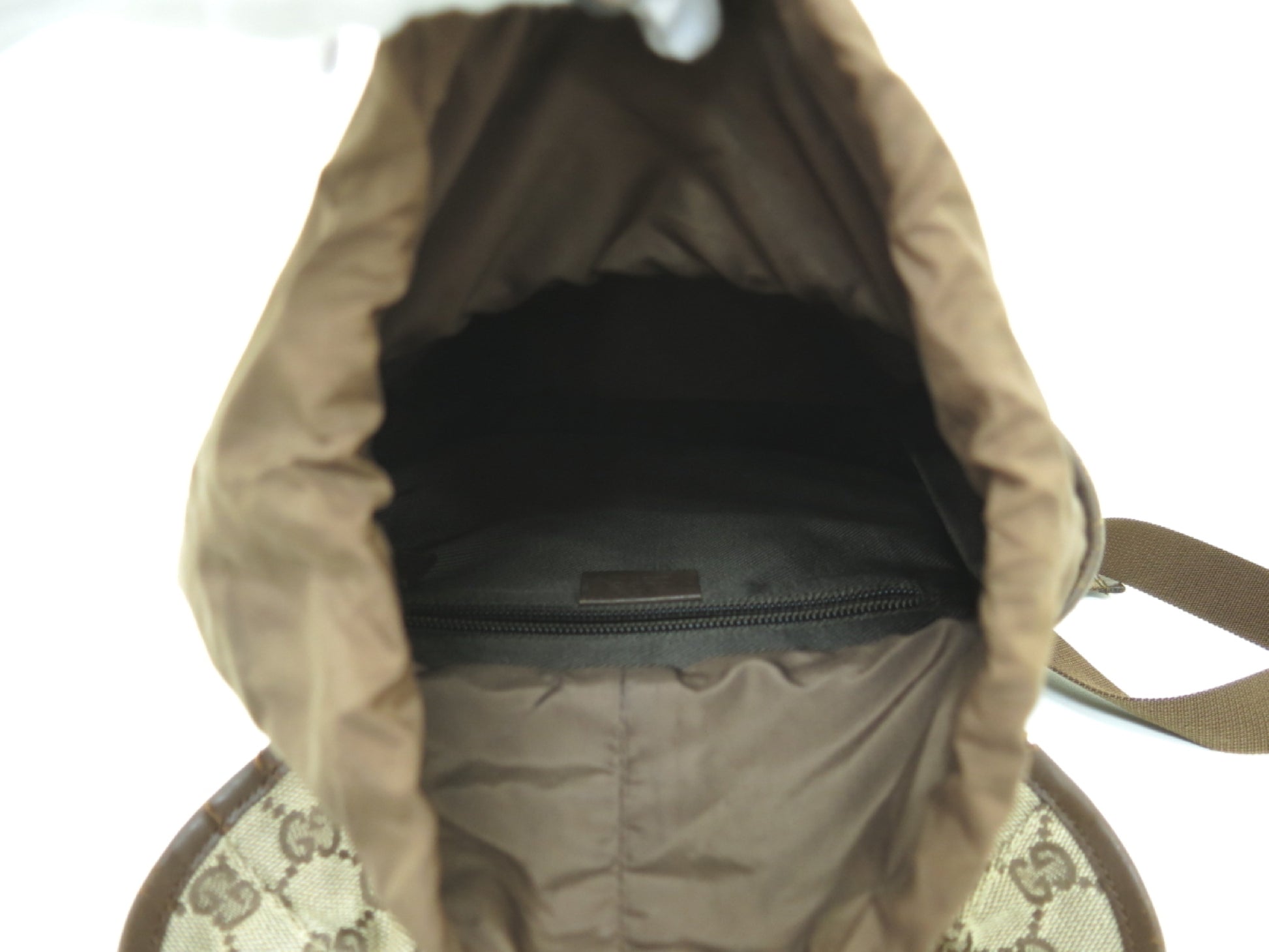 GUCCI GUCCI Gucci GG Canvas Leather Backpack Brown Beige Backpack