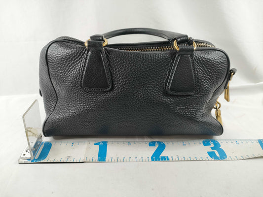 PRADA Vitello Dino Leather 2-Way Handbag with Shoulder Strap